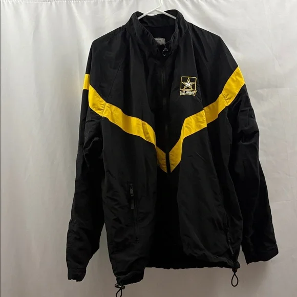 US Army APFU PT Jacket Black Yellow X-large Short Military Physical Fitness - Picture 1 of 9